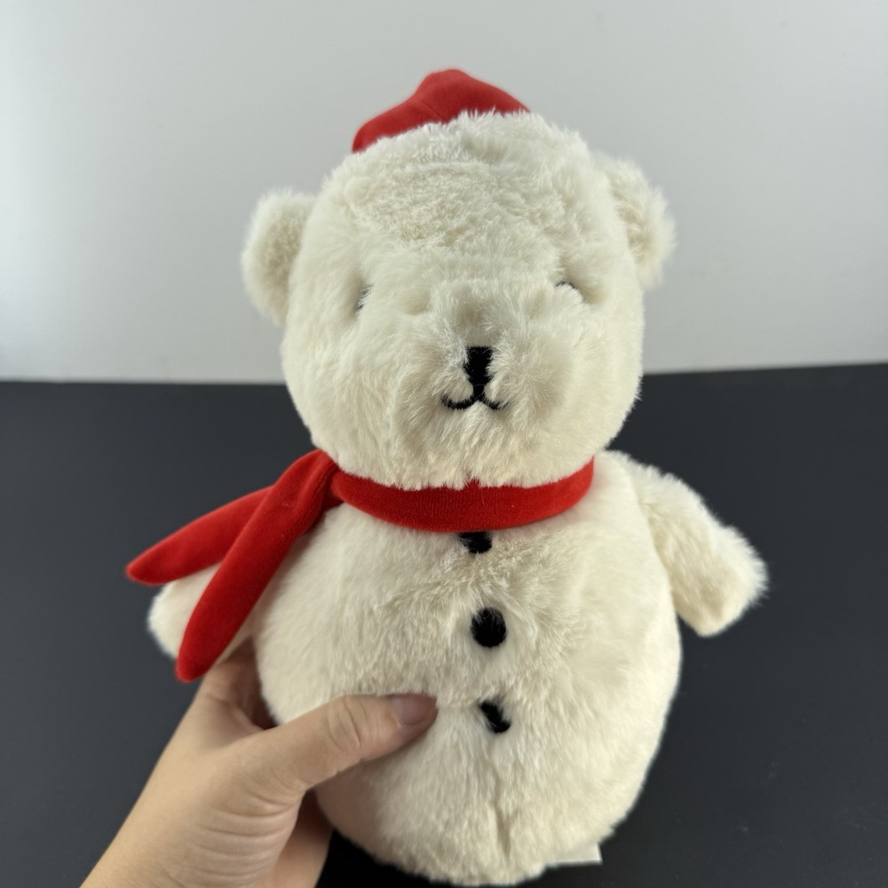 Cloud Island Snowman Teddy Bear Plush Red Santa Hat And Scarf 11" Baby Toy